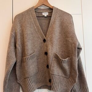 The Drop Tan Chunky Knit Cardigan Sweater